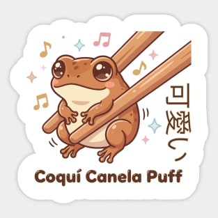 Cute Coquí Chopstick Kawaii Canela Puff Coquí Frog Meme Sticker
